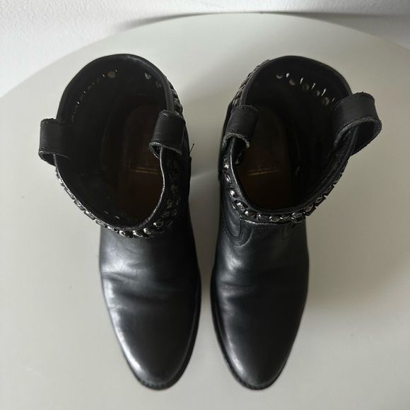 Frye Black Leather Studded Low Cowboy Boots - Picture 8 of 10